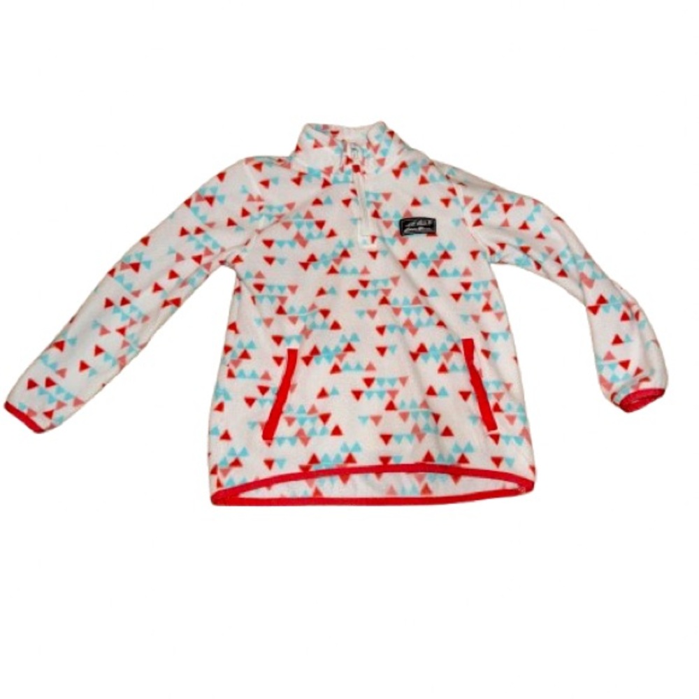 Eddie Bauer Fleece Kids Small Red and Blue Sweater with High Collar Very Warm